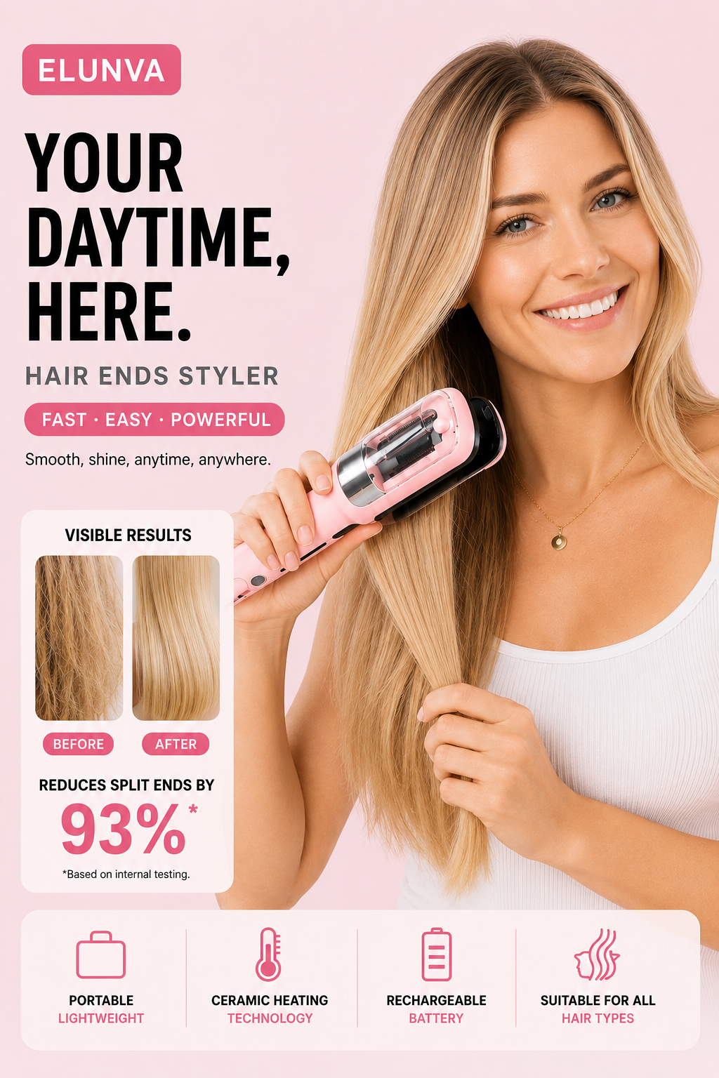 Split-End Trimmer — Cordless, End-Only, USB‑C