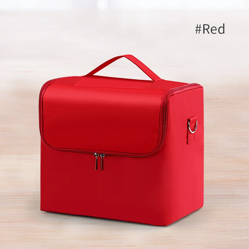 Professional Makeup Train Case — 3-Tier Cantilever Trays, Water-Resistant Oxford