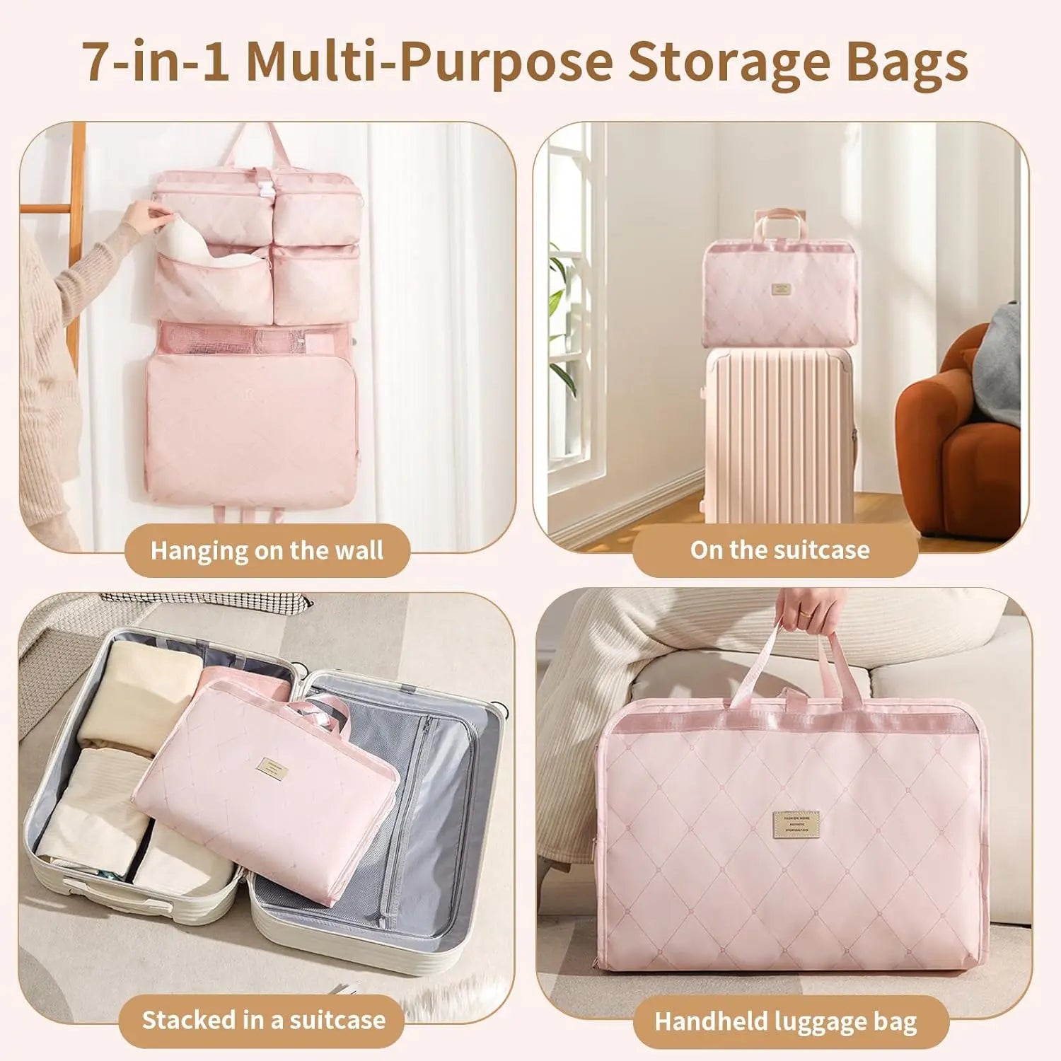 Large Capacity Foldable Travel Storage Bag with Multiple Compartments for Clothing and Accessories, Portable Dustproof Polyester Toiletry Organizer