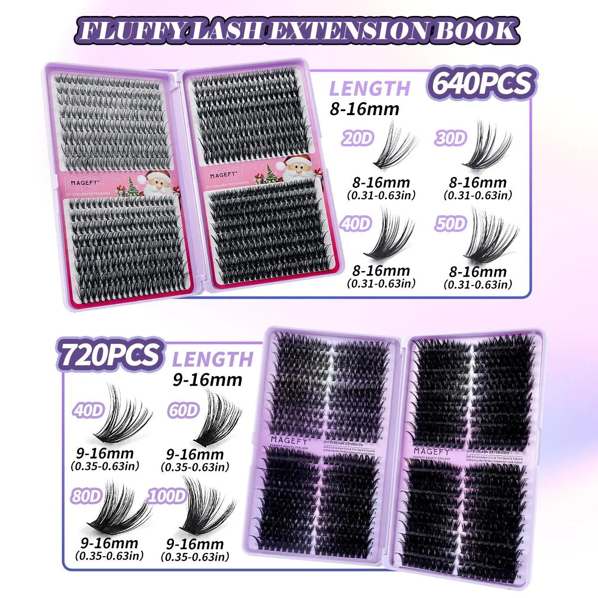 MAGEFY 3100-Piece Cluster Lash Extension Kit with Bond & Seal, Glue Remover, Tweezers, and Natural Fox Eye Cat Eye Lash Clusters - Soft and Lightweight False Eyelashes Set
