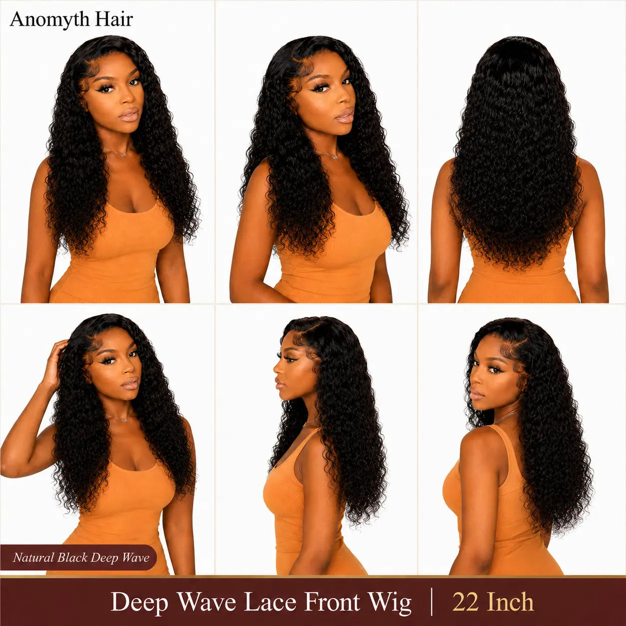 100% Human Hair Deep Wave and Body Wave Lace Front Wigs for Black Women - 180% Density, 13X4 HD Transparent Lace Frontal, 22 Inch