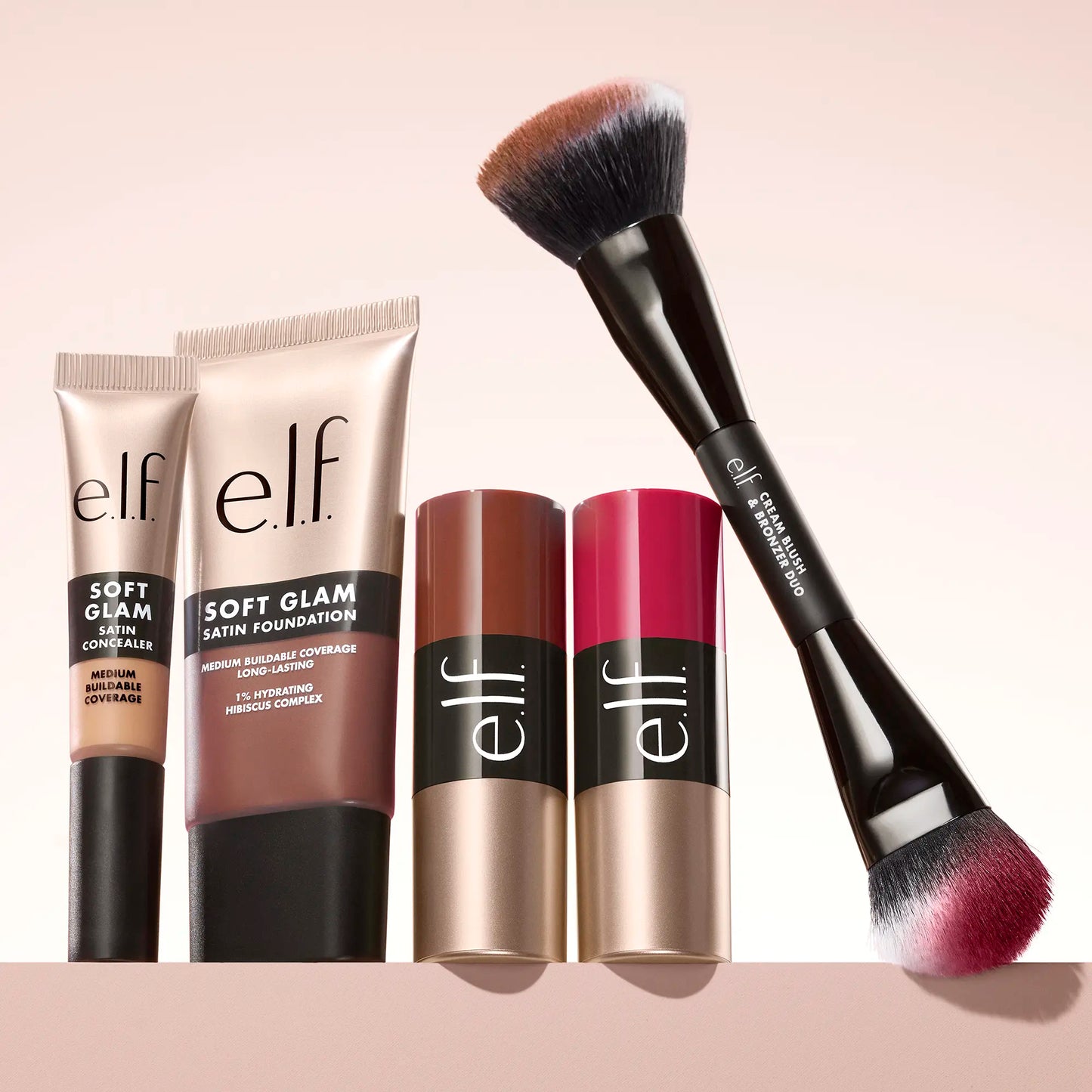 E.L.F. Cream Blush and Bronzer Duo Makeup Brush for Face Application