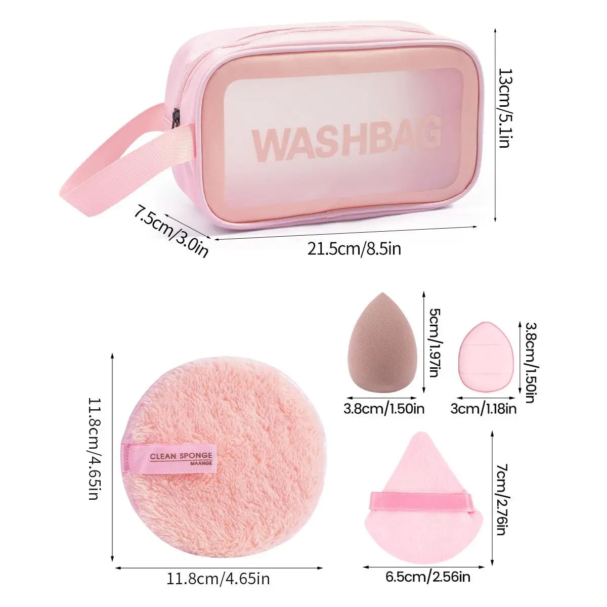 MAANGE Professional 27-Piece Makeup Brush Set with Beauty Sponges, Face Cleaning Sponge, and Makeup Bag - Essential Makeup Tools and Accessories for Women