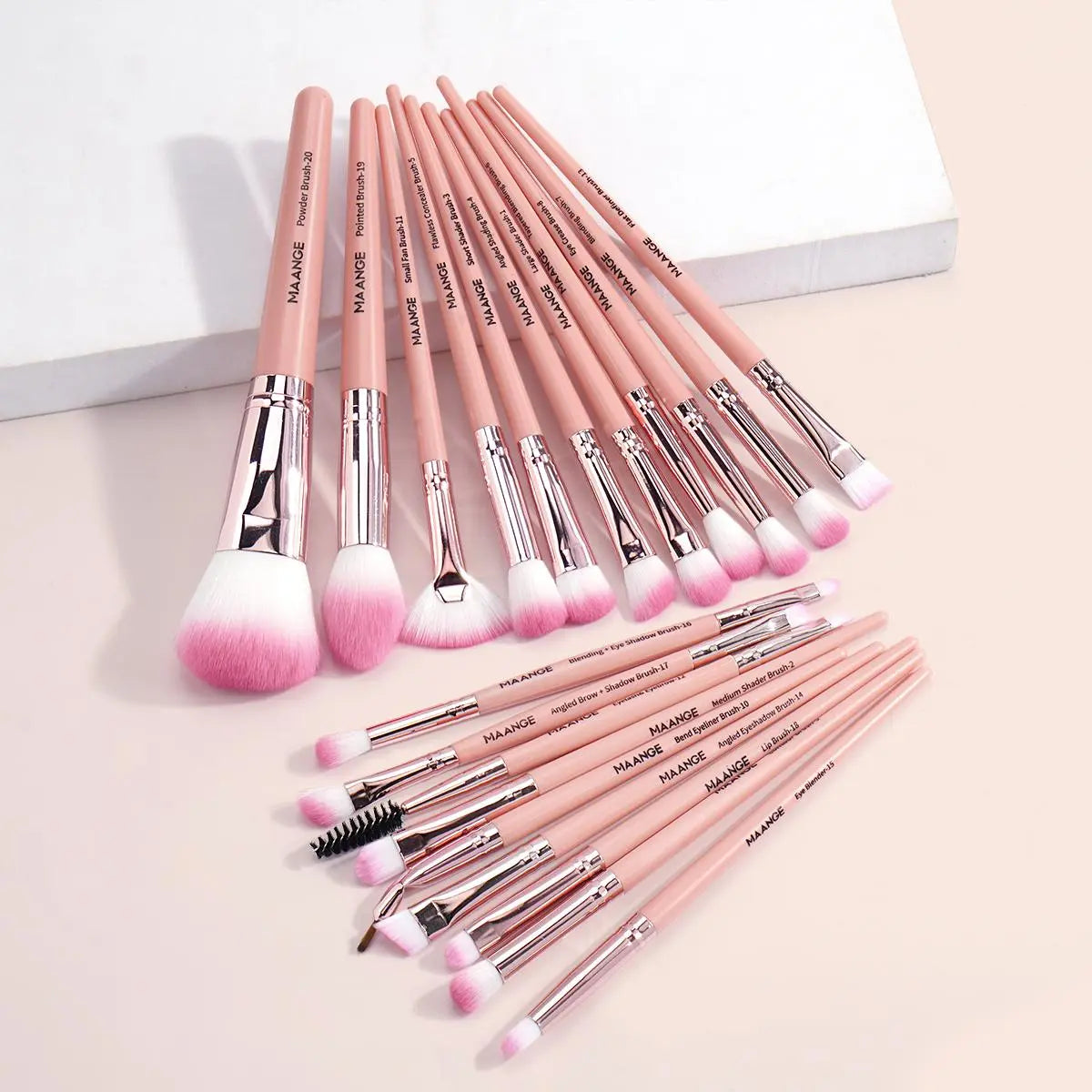 MAANGE Professional 27-Piece Makeup Brush Set with Beauty Sponges, Face Cleaning Sponge, and Makeup Bag - Essential Makeup Tools and Accessories for Women