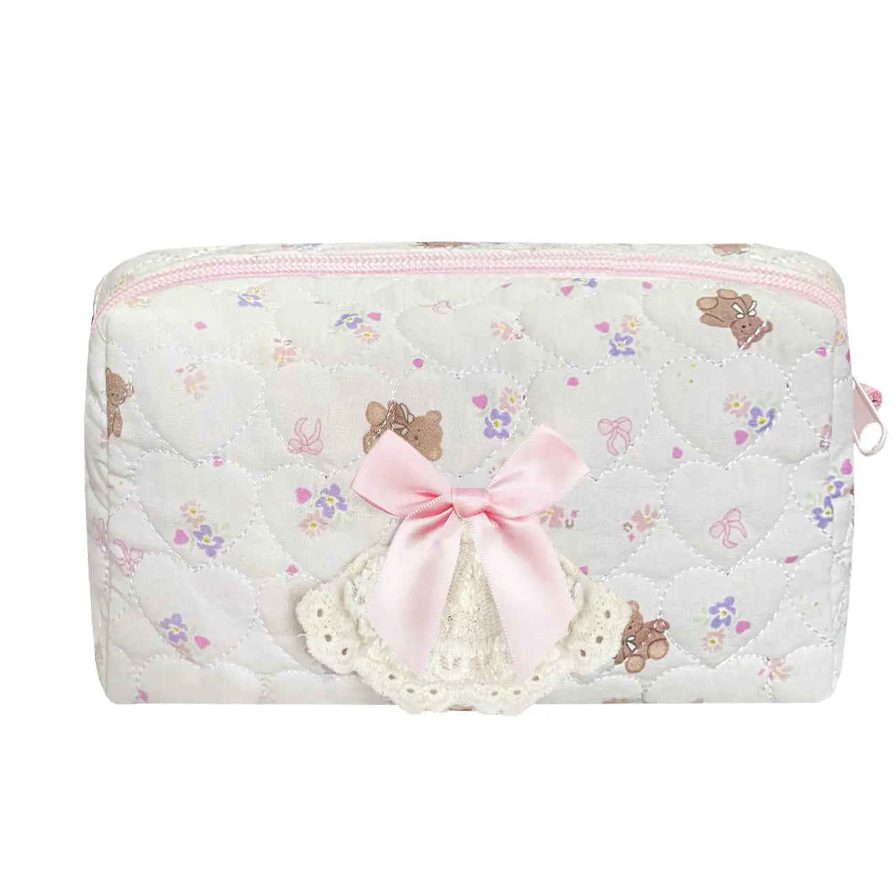Quilted Touch-Up Cosmetic Bag for Women and Girls