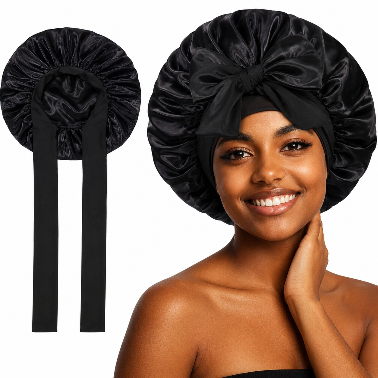 SereniCap Nox One — Satin Sleep Bonnet, Unisex, Wide Elastic Band