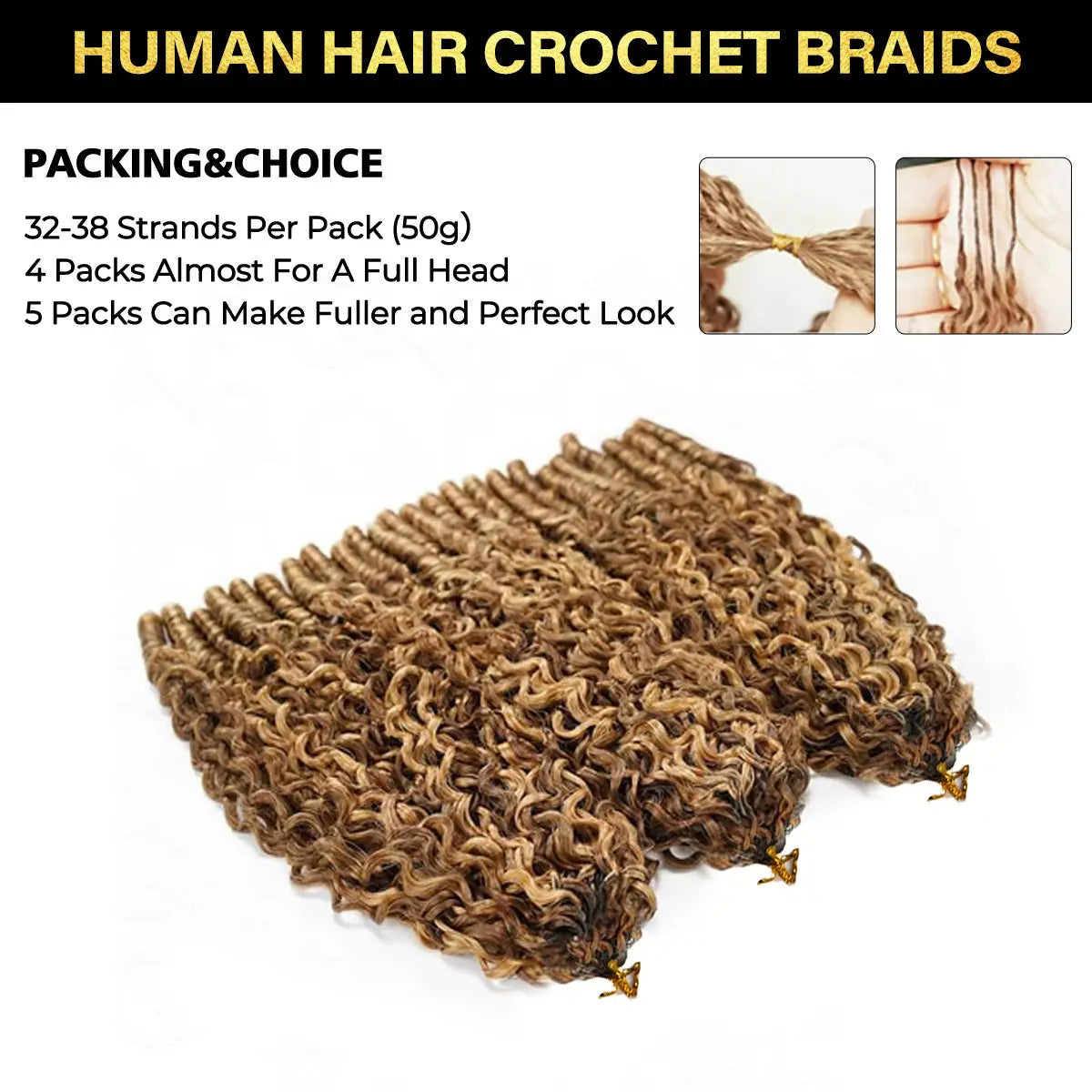 OQ HAIR Burmese Curly Crochet Human Hair Highlights in 4/27 with Miracle Knots for Effortless Boho Braids