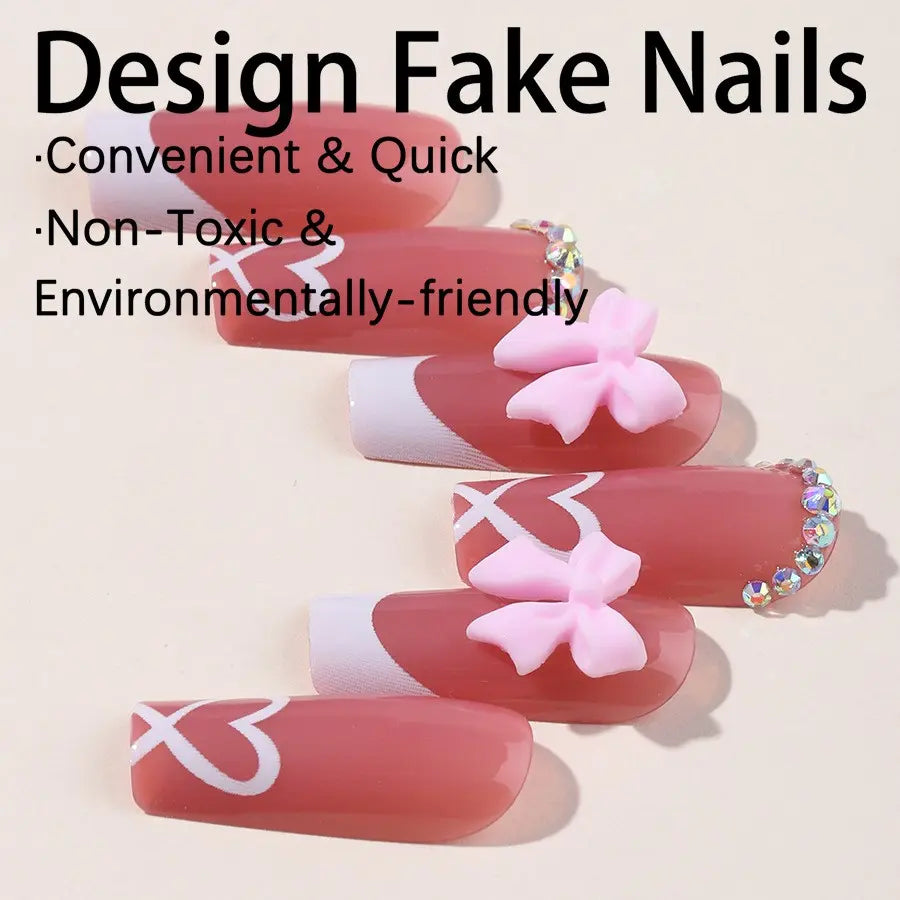 24-Piece Medium-Length Press-On Nail Set with Jelly Glue and File - No Adhesive Required, Easy Application Nail Art Accessories