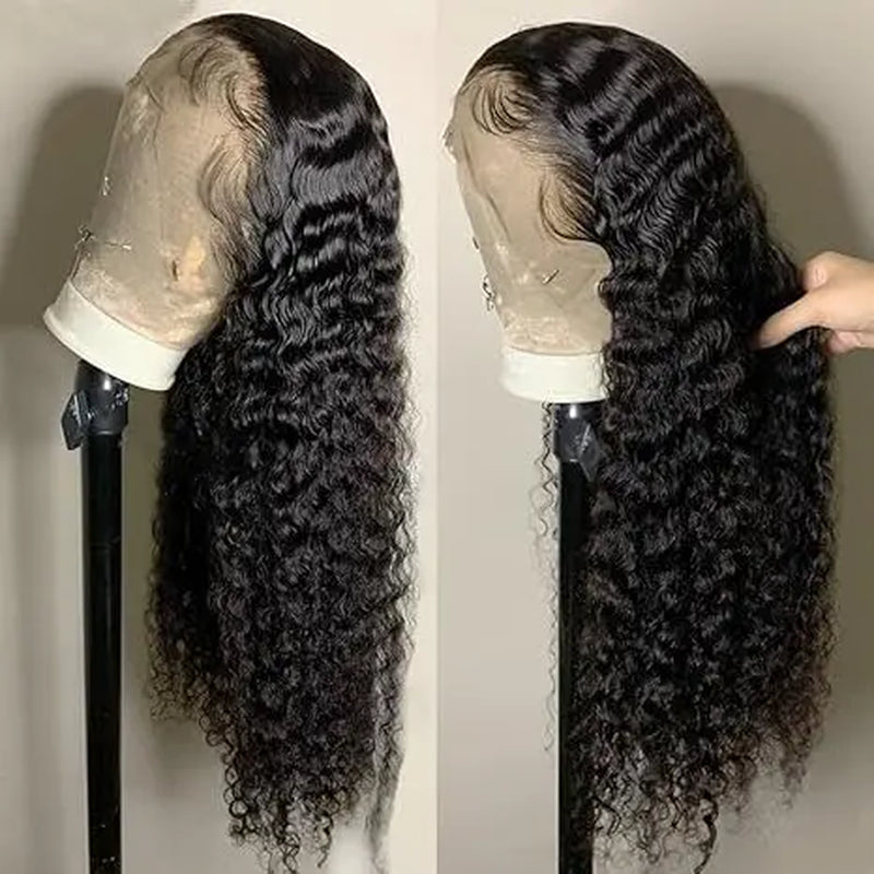 100% Human Hair Deep Wave and Body Wave Lace Front Wigs for Black Women - 180% Density, 13X4 HD Transparent Lace Frontal, 22 Inch