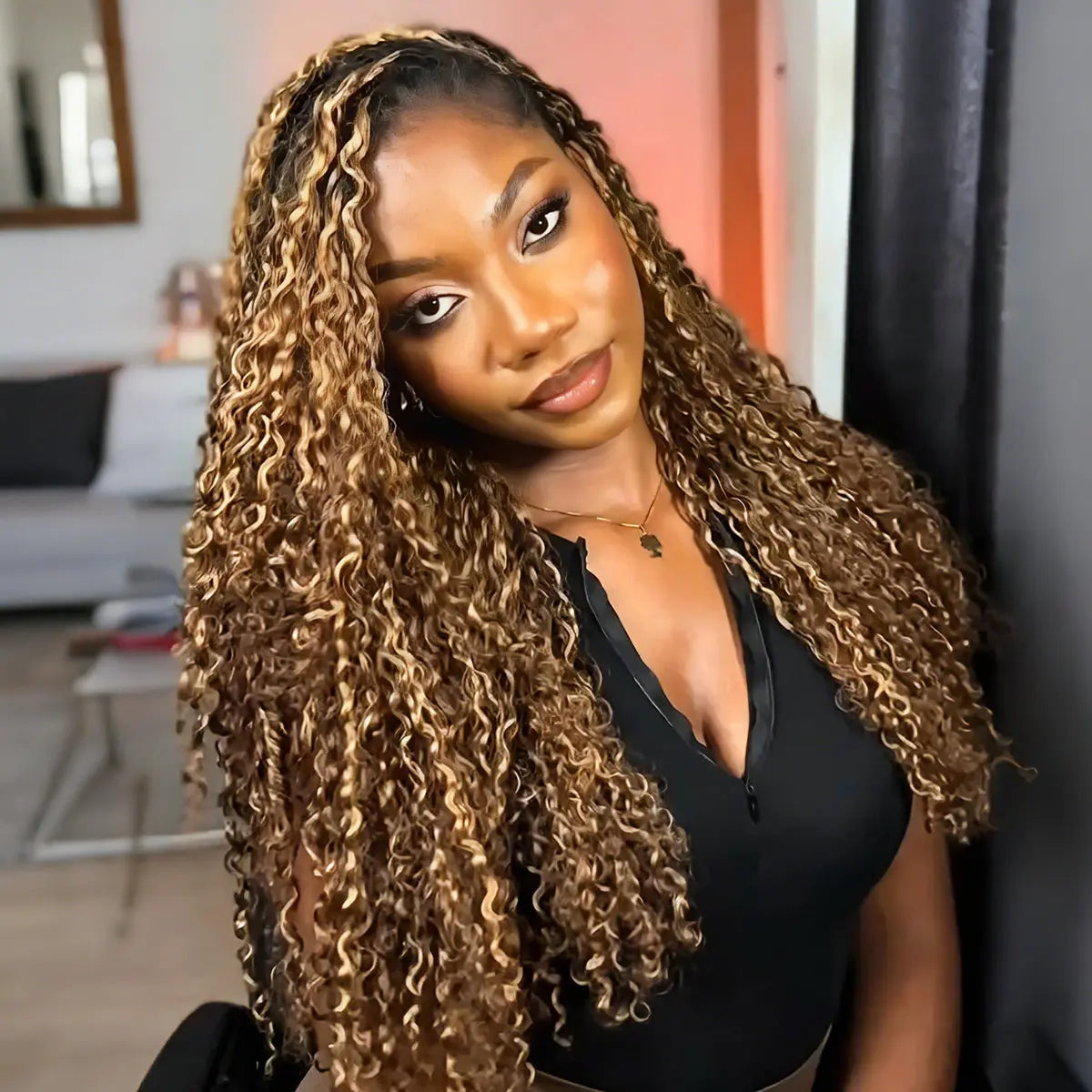 OQ HAIR Burmese Curly Crochet Human Hair Highlights in 4/27 with Miracle Knots for Effortless Boho Braids