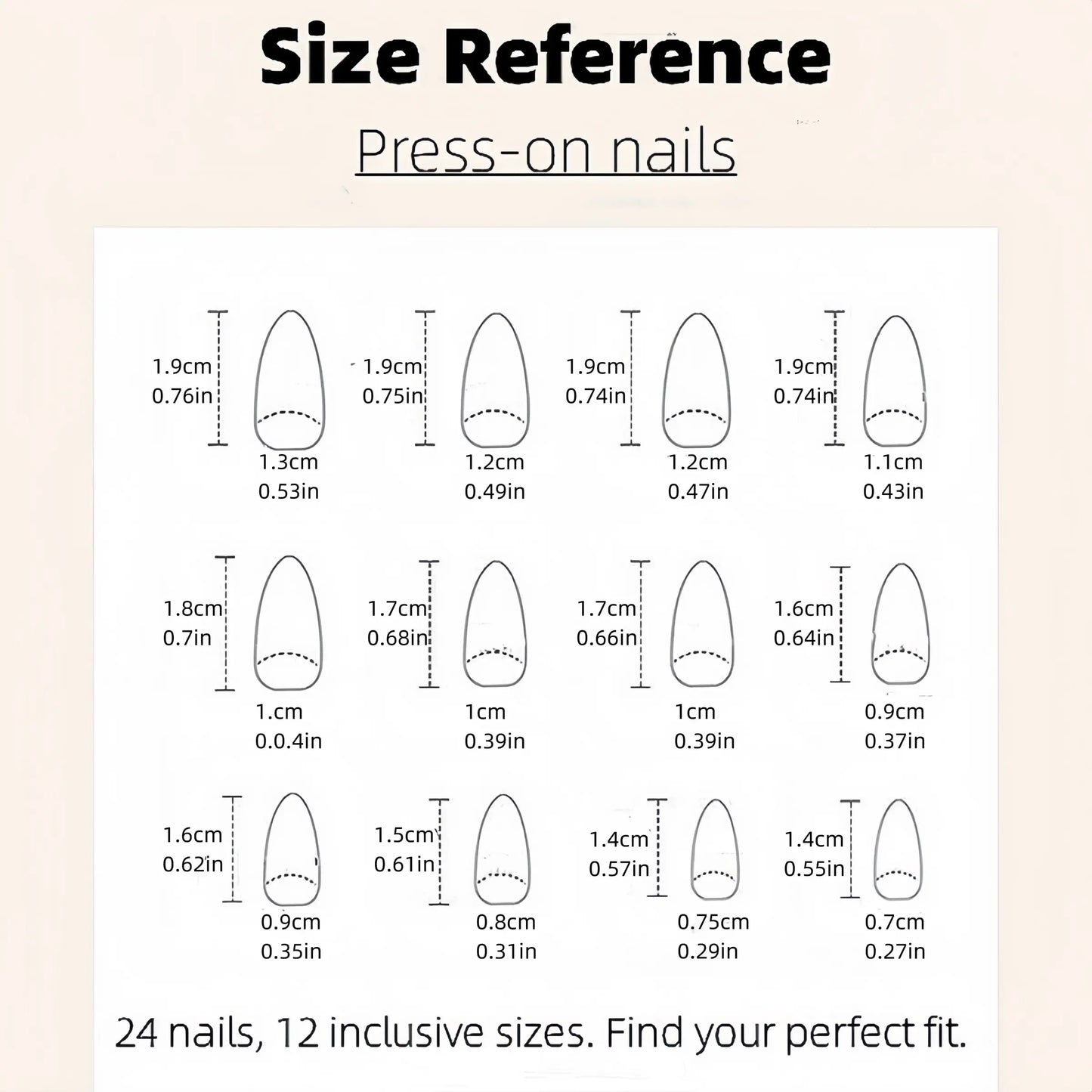 24 Reusable Almond-Shaped Press-On Nails with Nude Base, French Tips, and Rhinestone Accents for Women