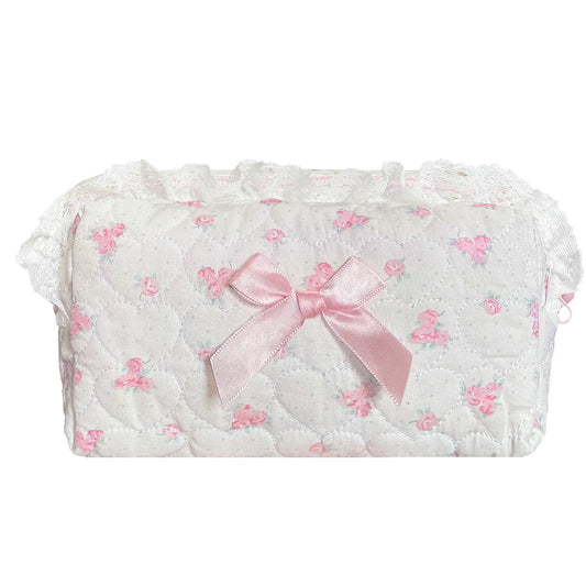 Quilted Touch-Up Cosmetic Bag for Women and Girls