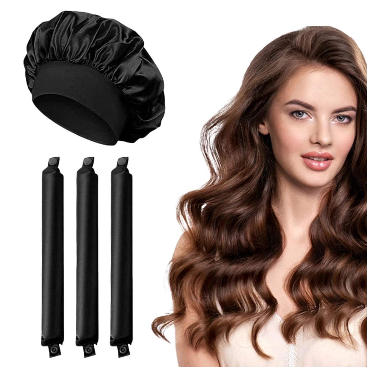 Satin Heatless Hair Curler Set — No-Heat Overnight Curls