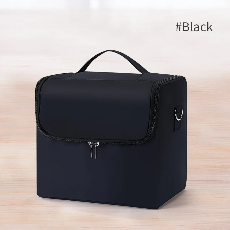 Professional Makeup Train Case — 3-Tier Cantilever Trays, Water-Resistant Oxford