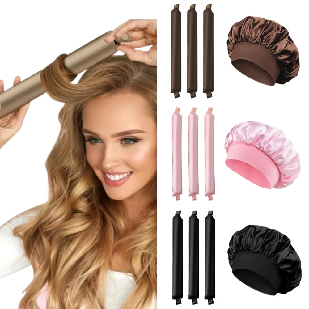 Satin Heatless Hair Curler Set — No-Heat Overnight Curls