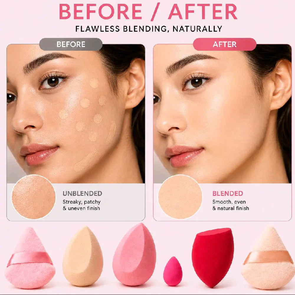 7-Piece Latex-Free Makeup Sponge Set for Foundation and Concealer Application