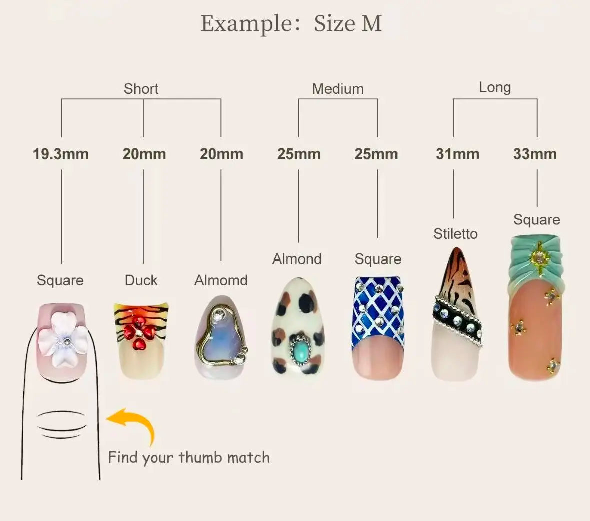 Mango Gc.30 - 7 Pairs of High-Quality Nails with Unique Design