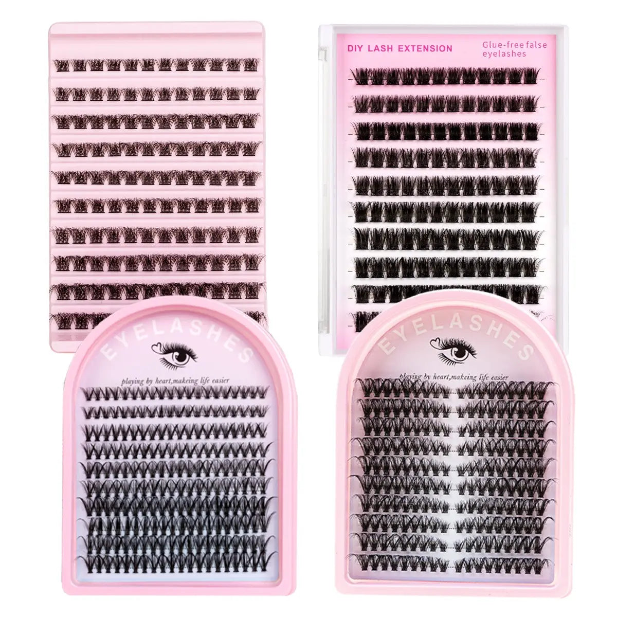 Nature Lash Extension Kit: DIY Cluster Lashes Gift Set with Soft, Lightweight Clusters, Bond & Seal, Remover, Tweezers, and Hair Band - Easy Glam Volume False Eyelashes for Beginners