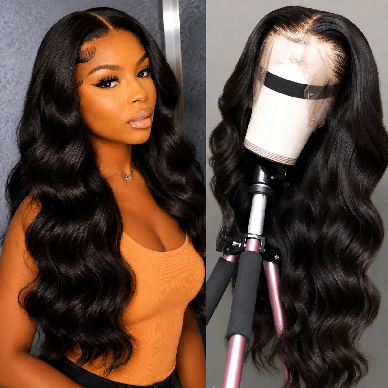 100% Human Hair Deep Wave and Body Wave Lace Front Wigs for Black Women - 180% Density, 13X4 HD Transparent Lace Frontal, 22 Inch