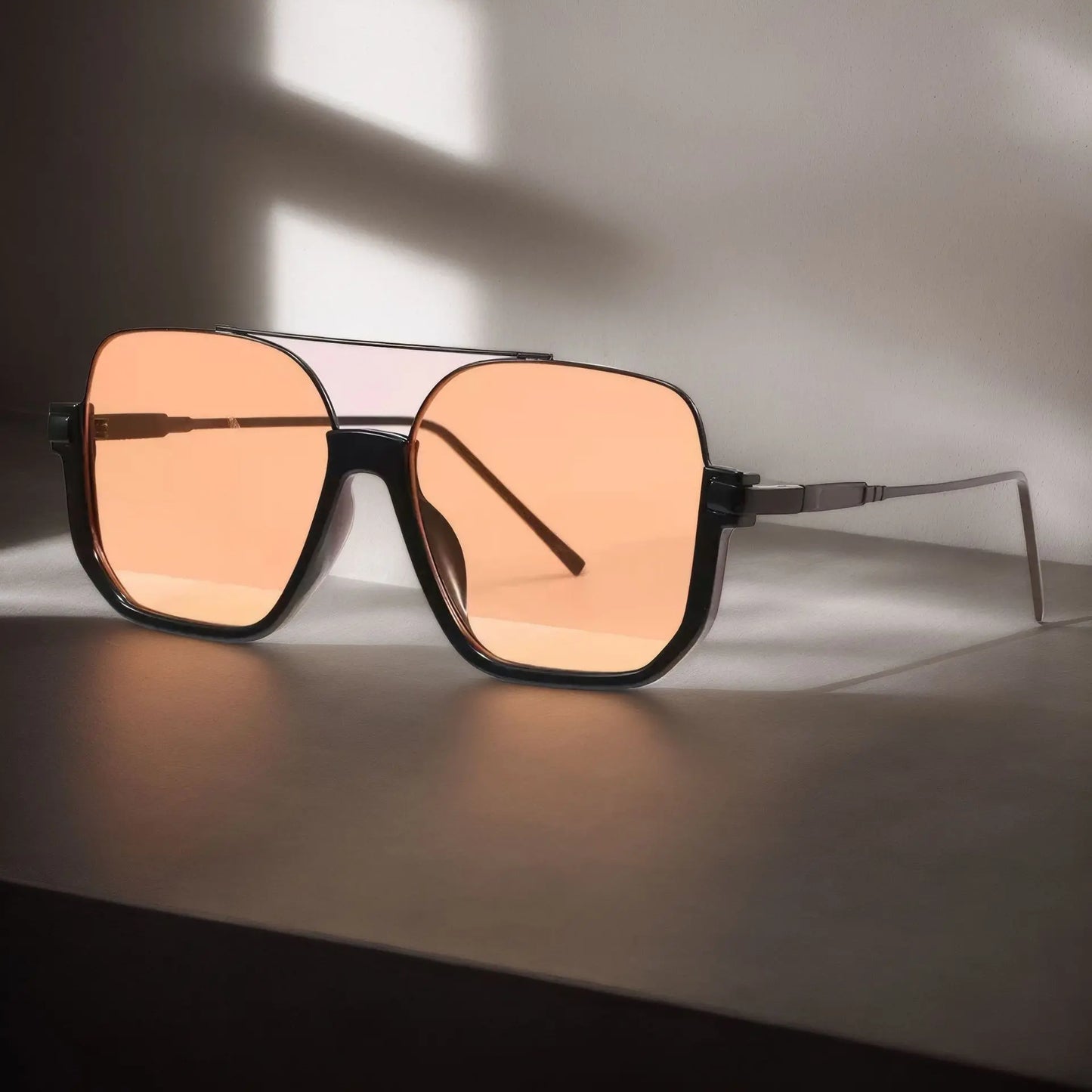Oversized Square Double Bridge Sunglasses - 2-Pack, Y2K American Retro Style, Versatile Casual UV Protection Aviator Shades