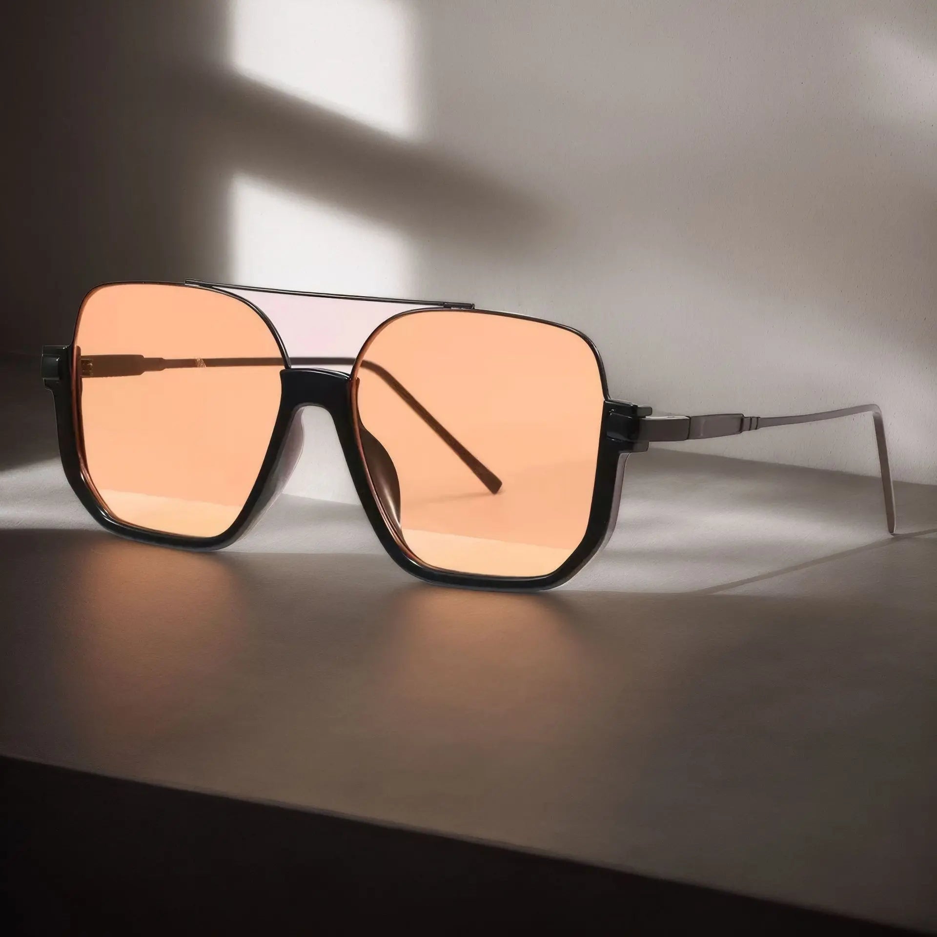 Oversized Square Double Bridge Sunglasses - 2-Pack, Y2K American Retro Style, Versatile Casual UV Protection Aviator Shades