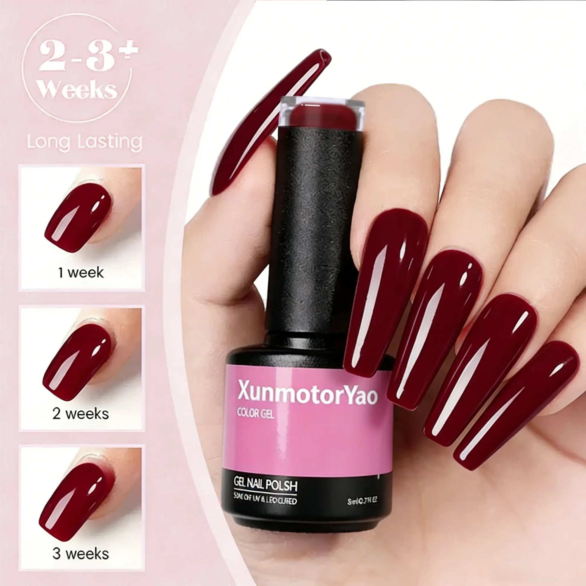 Xunmotor Gel Nail Polish Set - 6-Piece Soak Off UV LED Kit for Professional and Home Use, Fall/Winter Nail Art in Pink, Green, and Blue