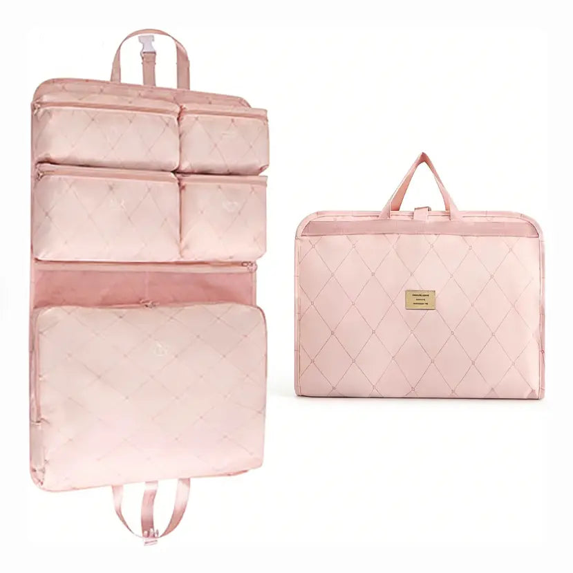 Large Capacity Foldable Travel Storage Bag with Multiple Compartments for Clothing and Accessories, Portable Dustproof Polyester Toiletry Organizer