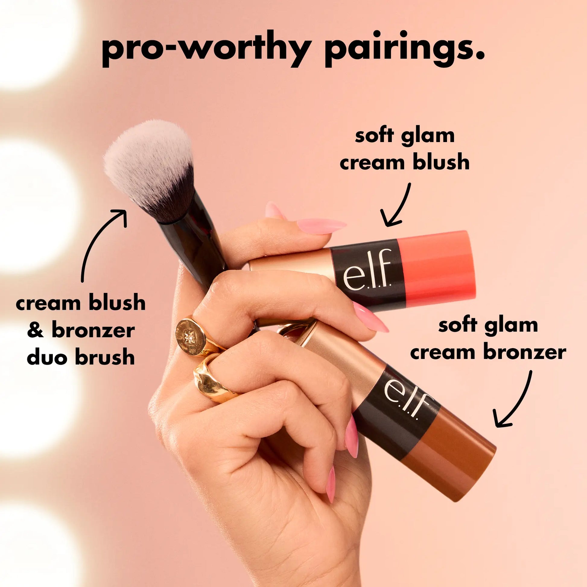 E.L.F. Cream Blush and Bronzer Duo Makeup Brush for Face Application